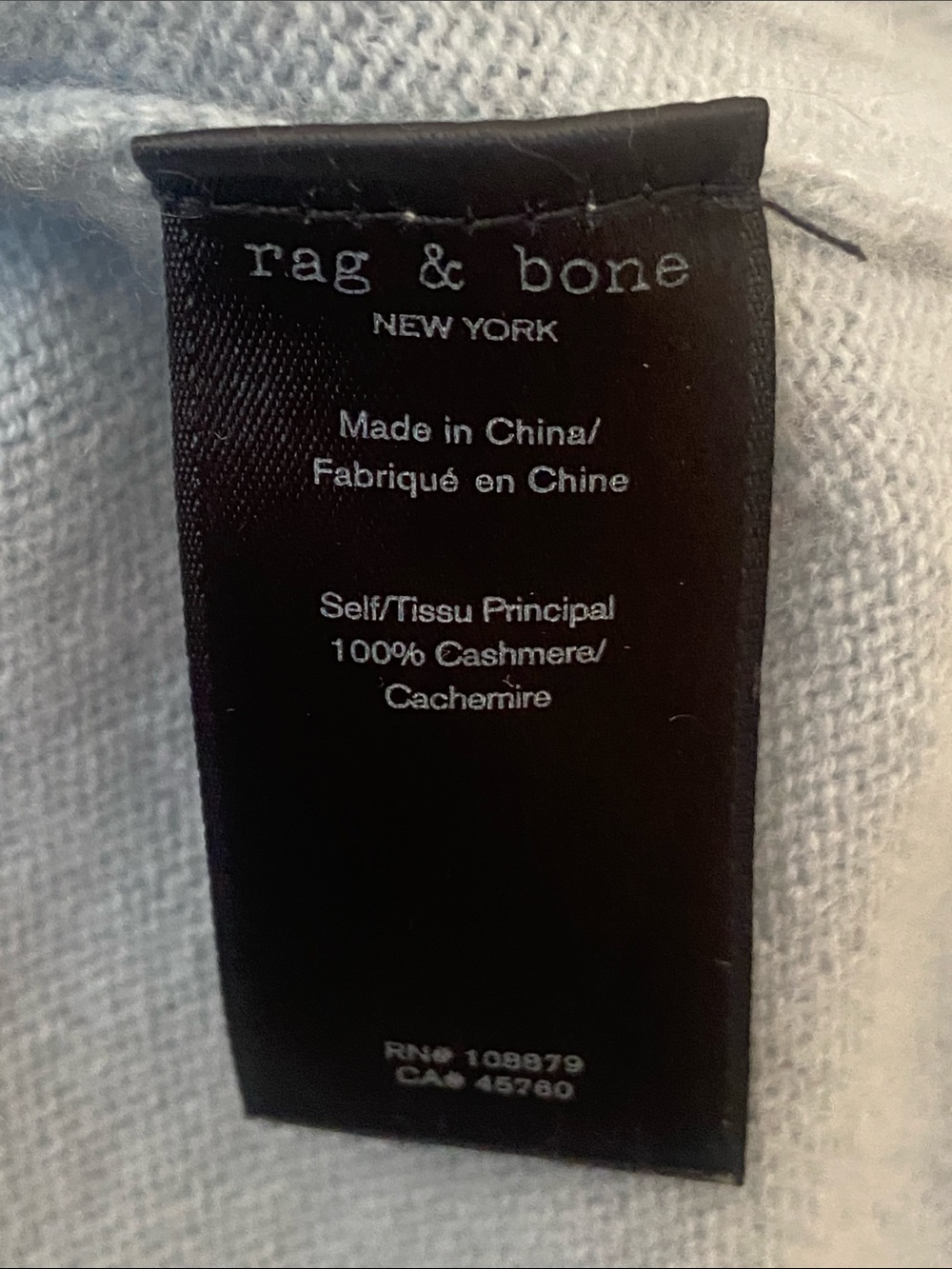 Rag & Bone Ace Cashmere Light Blue V-Neck Sweater, Medium, Retail $450 - Picture 5 of 11